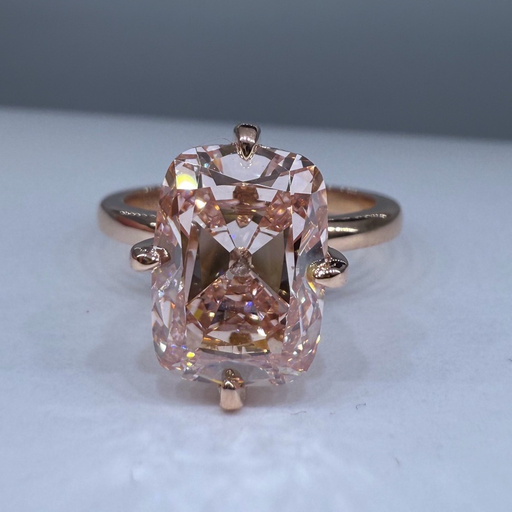 4.02 carat fancy pink antique cushion lab diamond compass prongs engagement ring - Picture 1 of 11